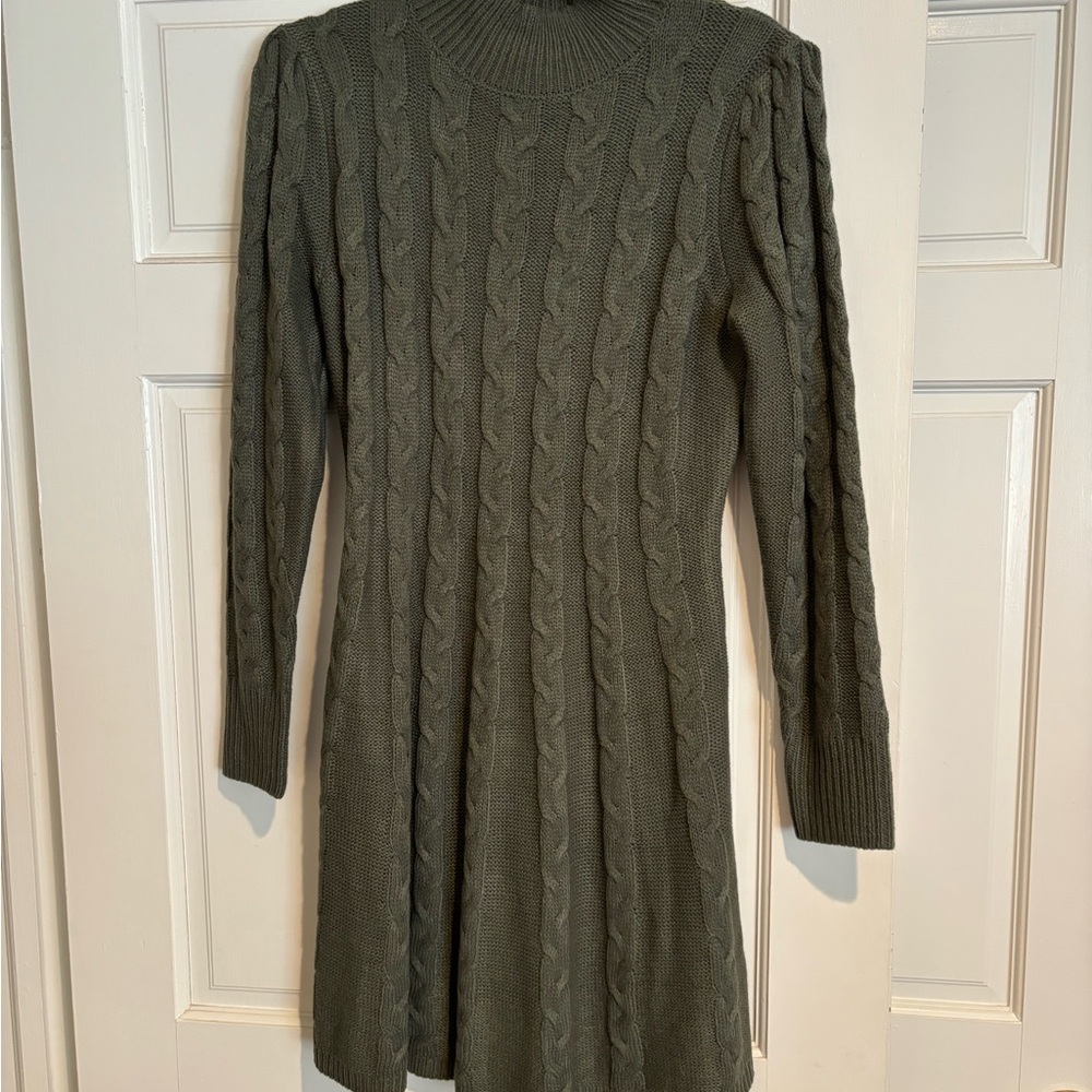 Lucky Brand Green Mock Neck Sweater Dress
